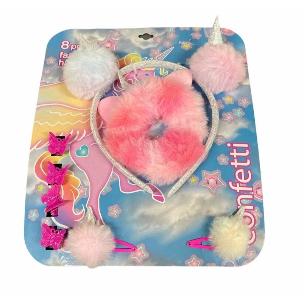 Unicorn Confetti 8-Piece Fashion Hair Accessories Set